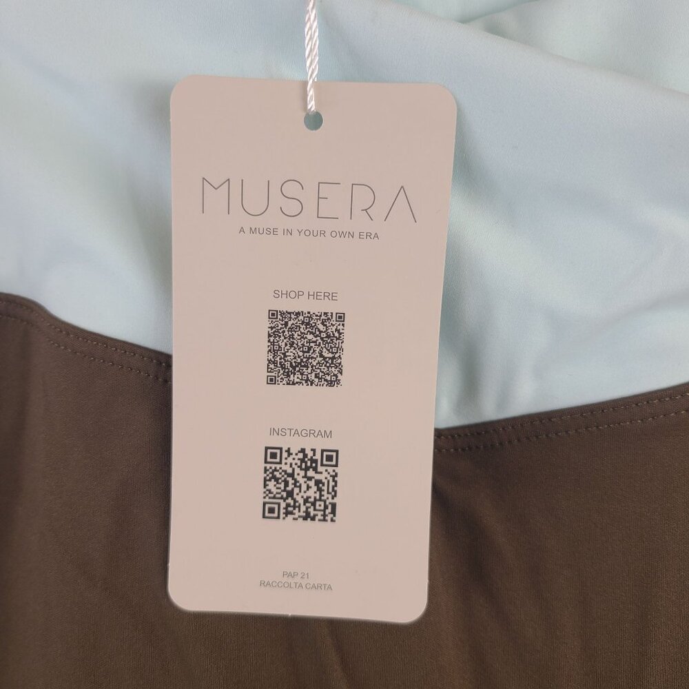 NWT Musera Womens Brown & Light Blue High-Waisted Leggings Sz S - Picture 2 of 7